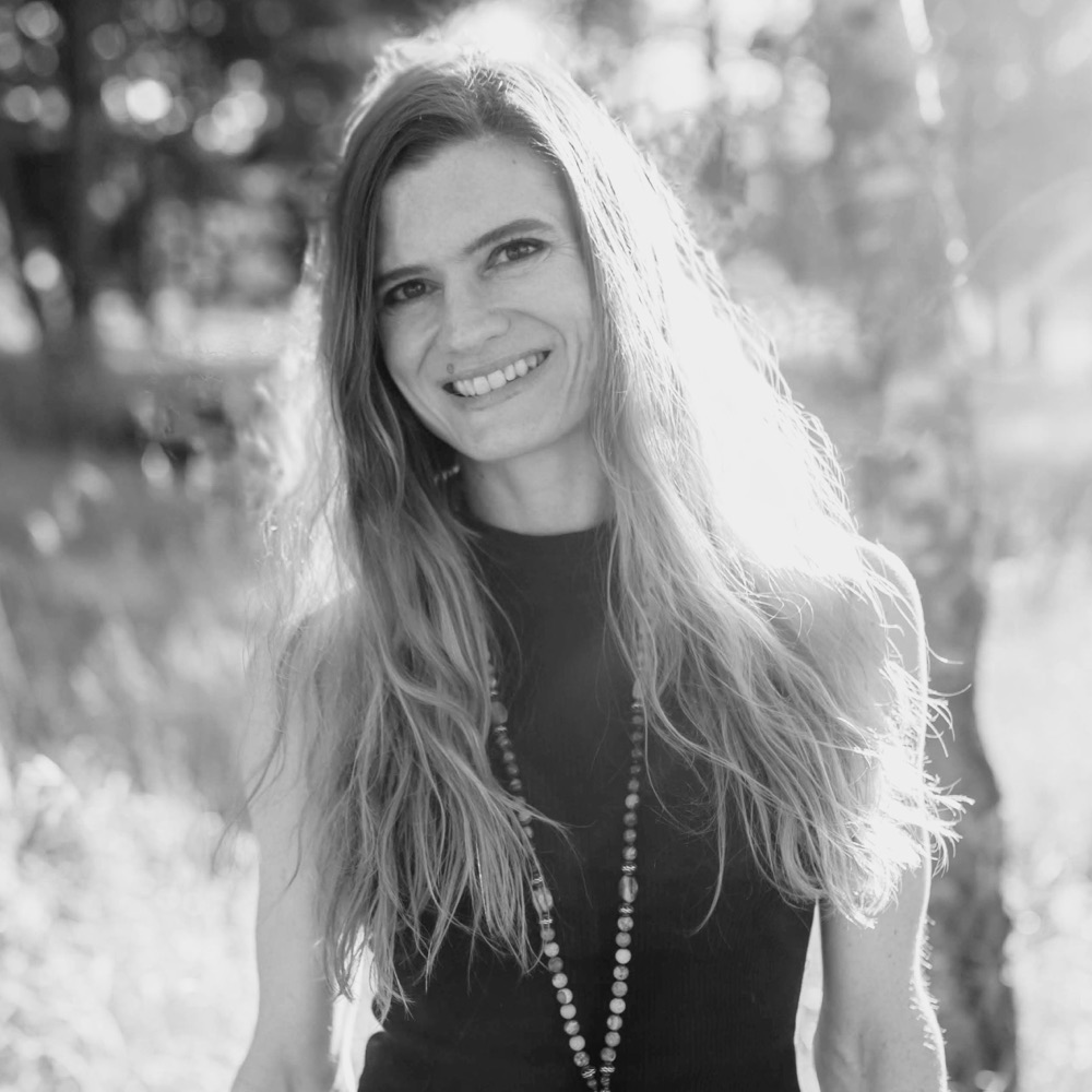 Helena Kaeris, photographed outdoors in black and white